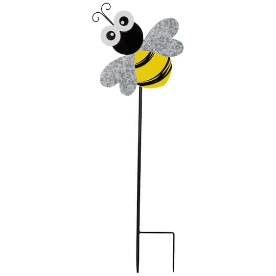 23" Black & Yellow Bee Metal Garden Stake